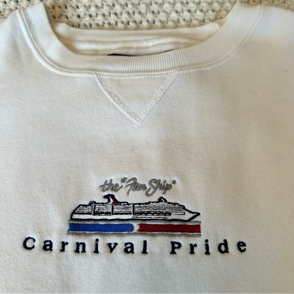 Vintage Tops - Vintage Carnival Pride Gear Sports Embroidered Crew Sweatshirt White Women’s XL